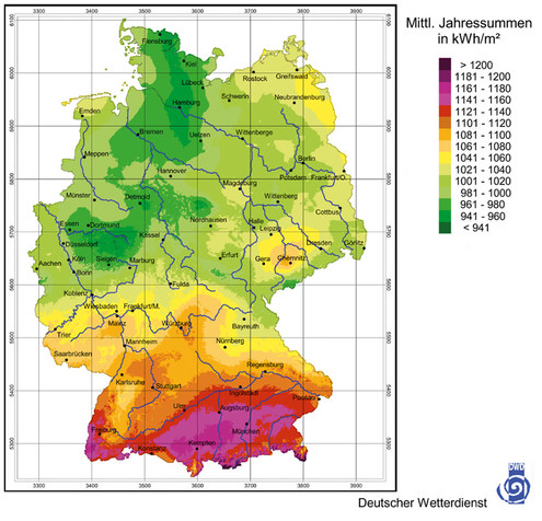 Solarenergie - Sonnenkarte